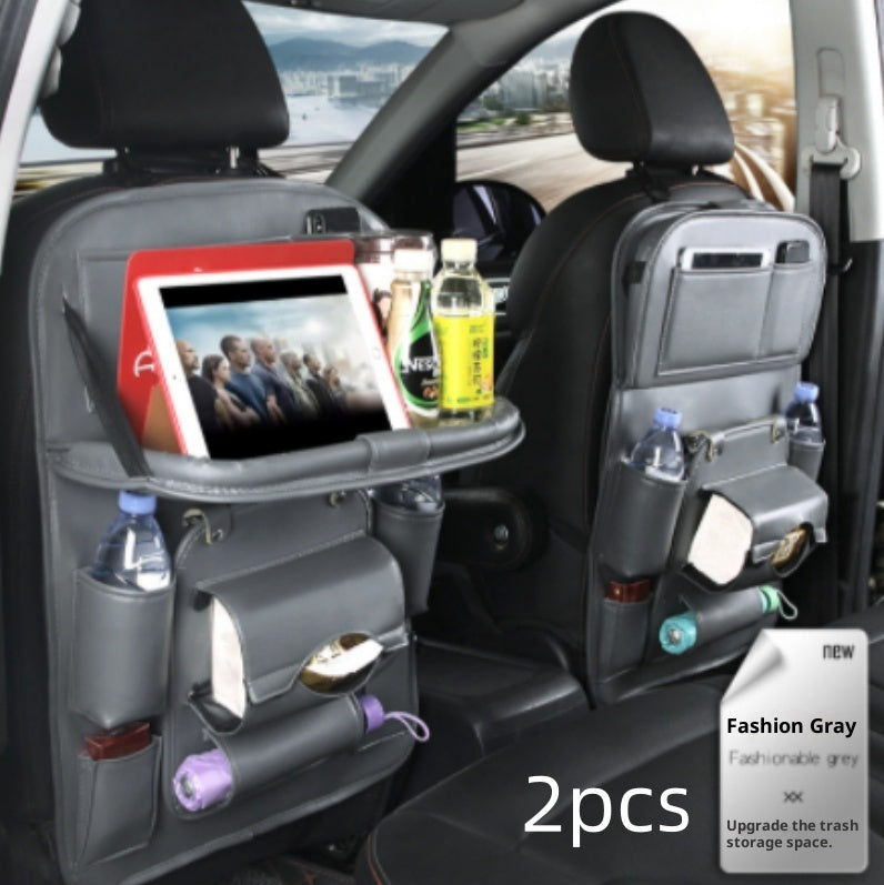 PU Leather Car Seat-Back Organizer with Tray - product photo 19