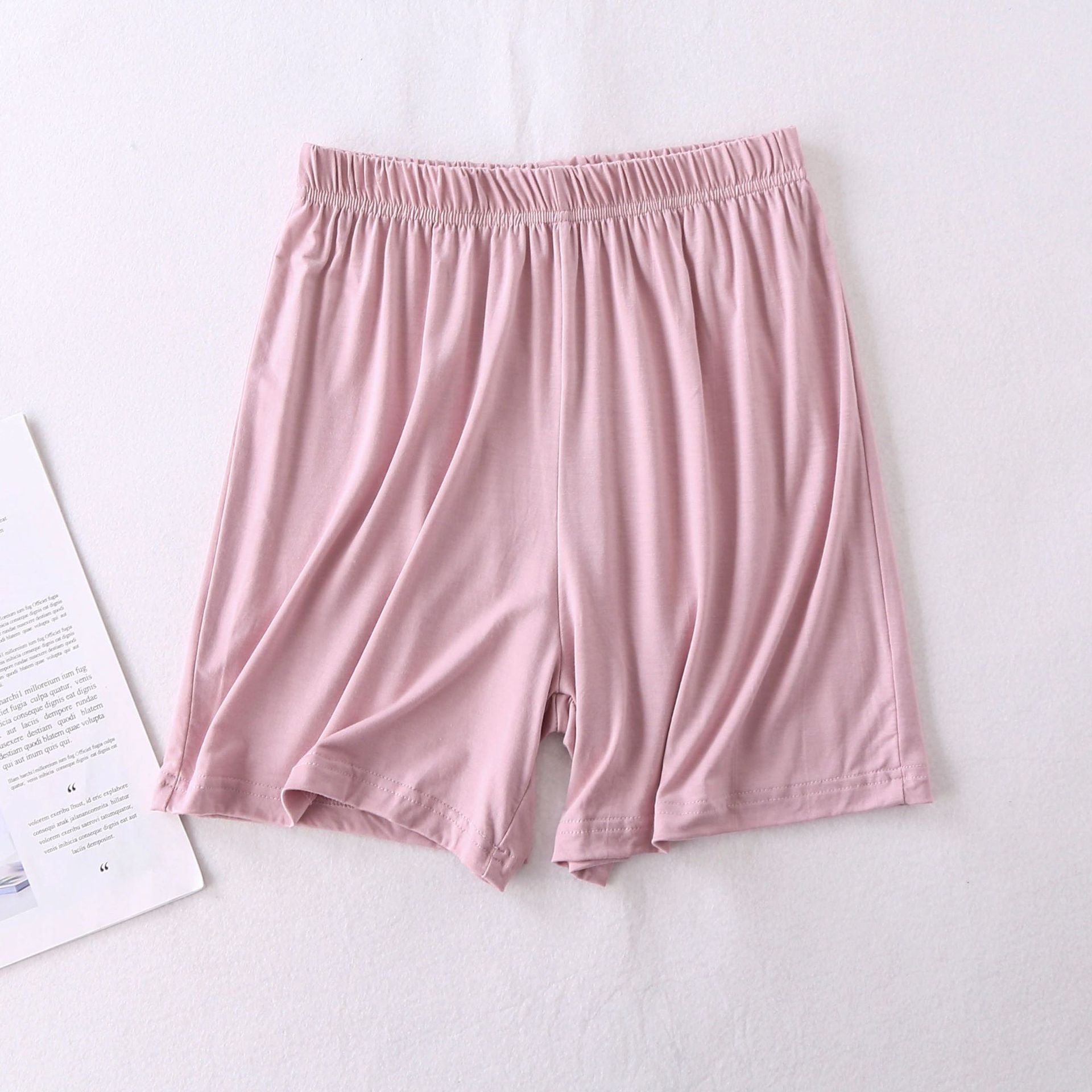 Modal Women's Short-sleeved Pajamas Set with Chest Pad Five-finger Cup Large Size Bra-free Half-sleeved Loose Shorts Home Clothes