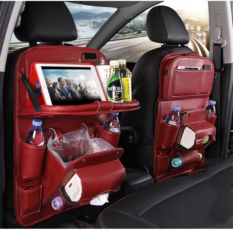 PU Leather Car Seat-Back Organizer with Tray - product photo 23