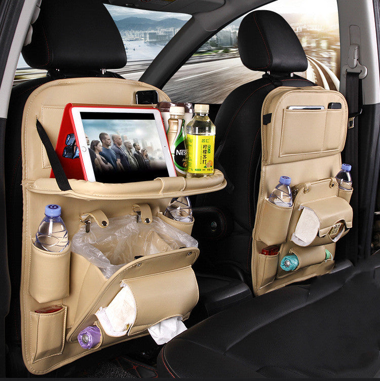 PU Leather Car Seat-Back Organizer with Tray - product photo 11