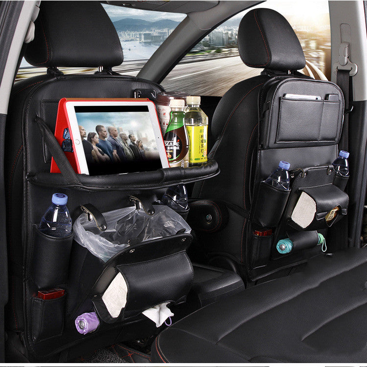 PU Leather Car Seat-Back Organizer with Tray - product photo 14