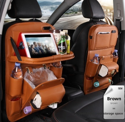 PU Leather Car Seat-Back Organizer with Tray - product photo 7