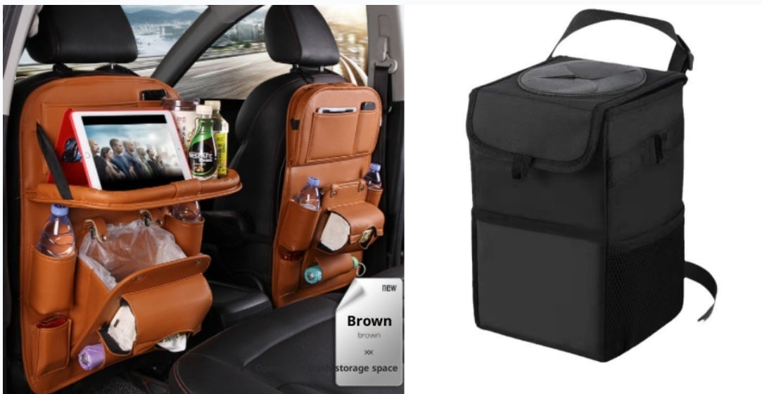 PU Leather Car Seat-Back Organizer with Tray - product photo 17