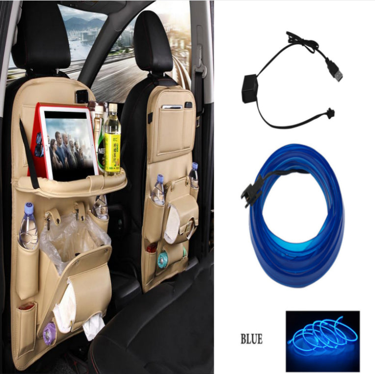 PU Leather Car Seat-Back Organizer with Tray - product photo 6