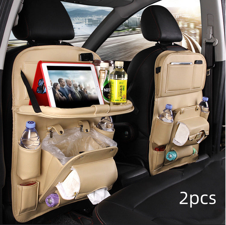 PU Leather Car Seat-Back Organizer with Tray - product photo 12