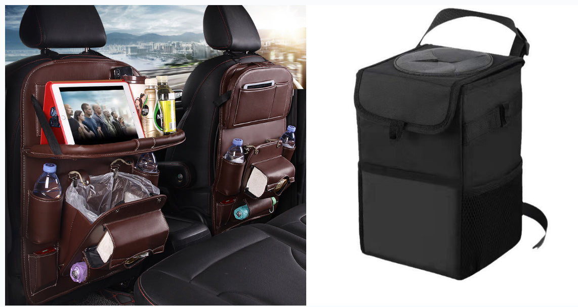 PU Leather Car Seat-Back Organizer with Tray - product photo 10