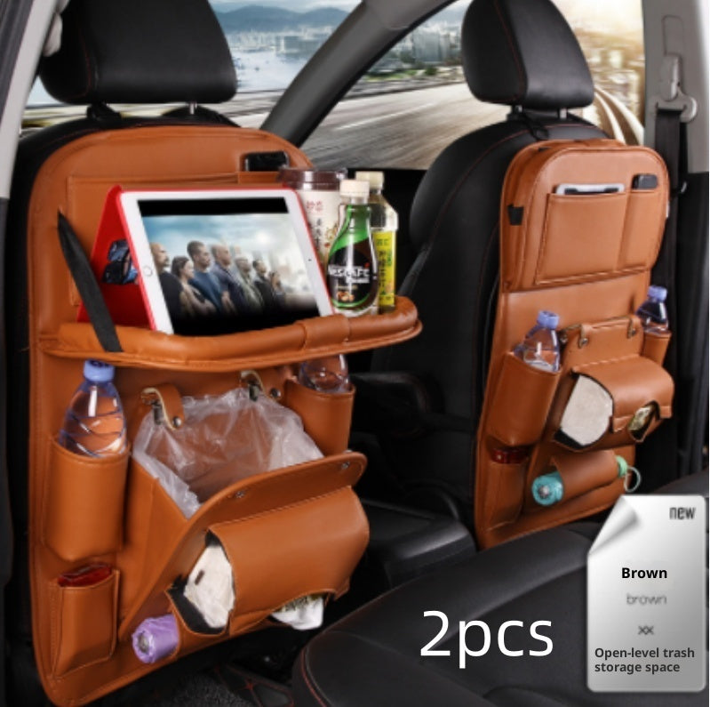 PU Leather Car Seat-Back Organizer with Tray - product photo 8