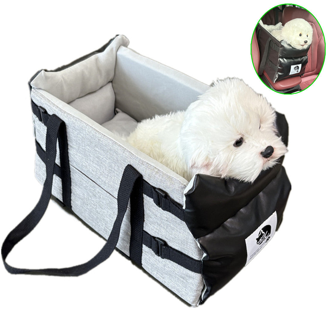 Leather Dog Bed Cat Carrier Car Seat Mat - product photo 3