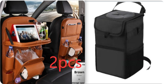 PU Leather Car Seat-Back Organizer with Tray - product photo 9