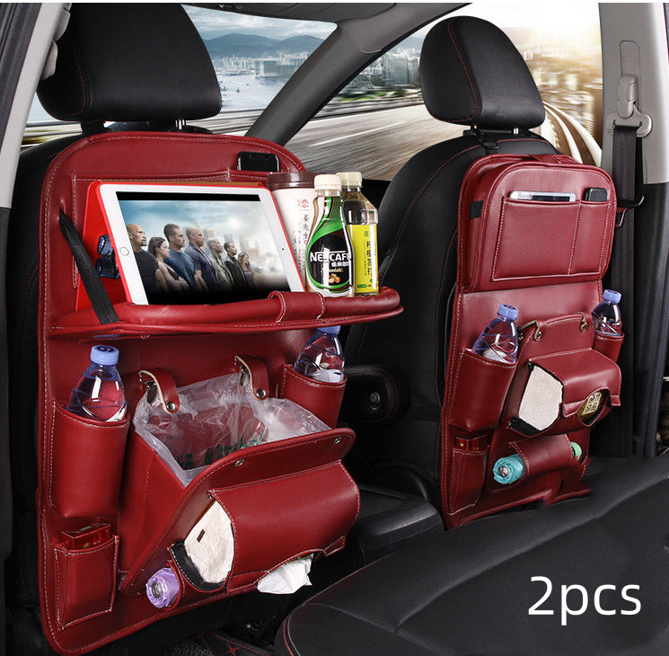 PU Leather Car Seat-Back Organizer with Tray - product photo 24