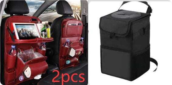 PU Leather Car Seat-Back Organizer with Tray - product photo 3