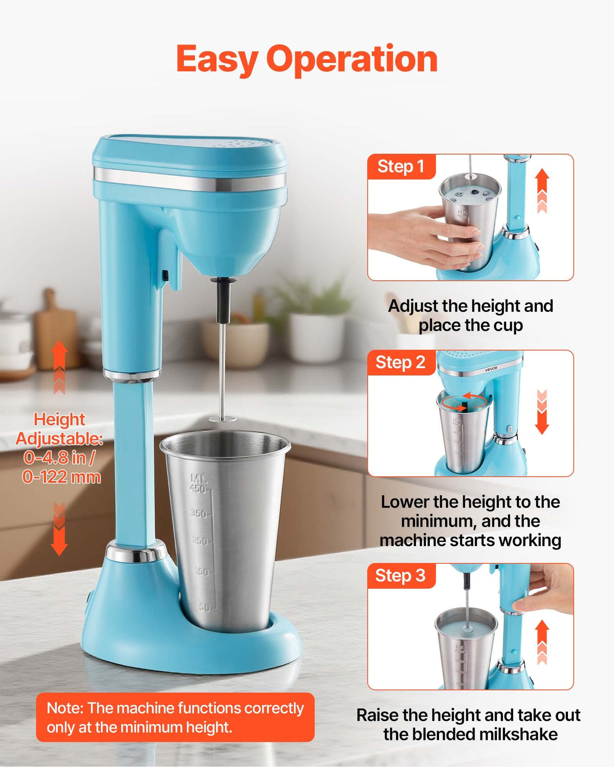 Milkshake Maker with Stainless Steel Cup - product photo 4