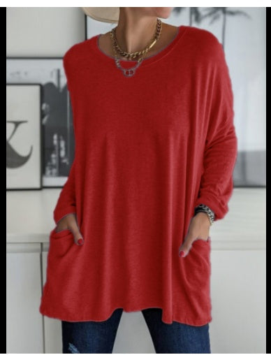 Women's Loose Long-Sleeve Pocket Shirt - product photo 11